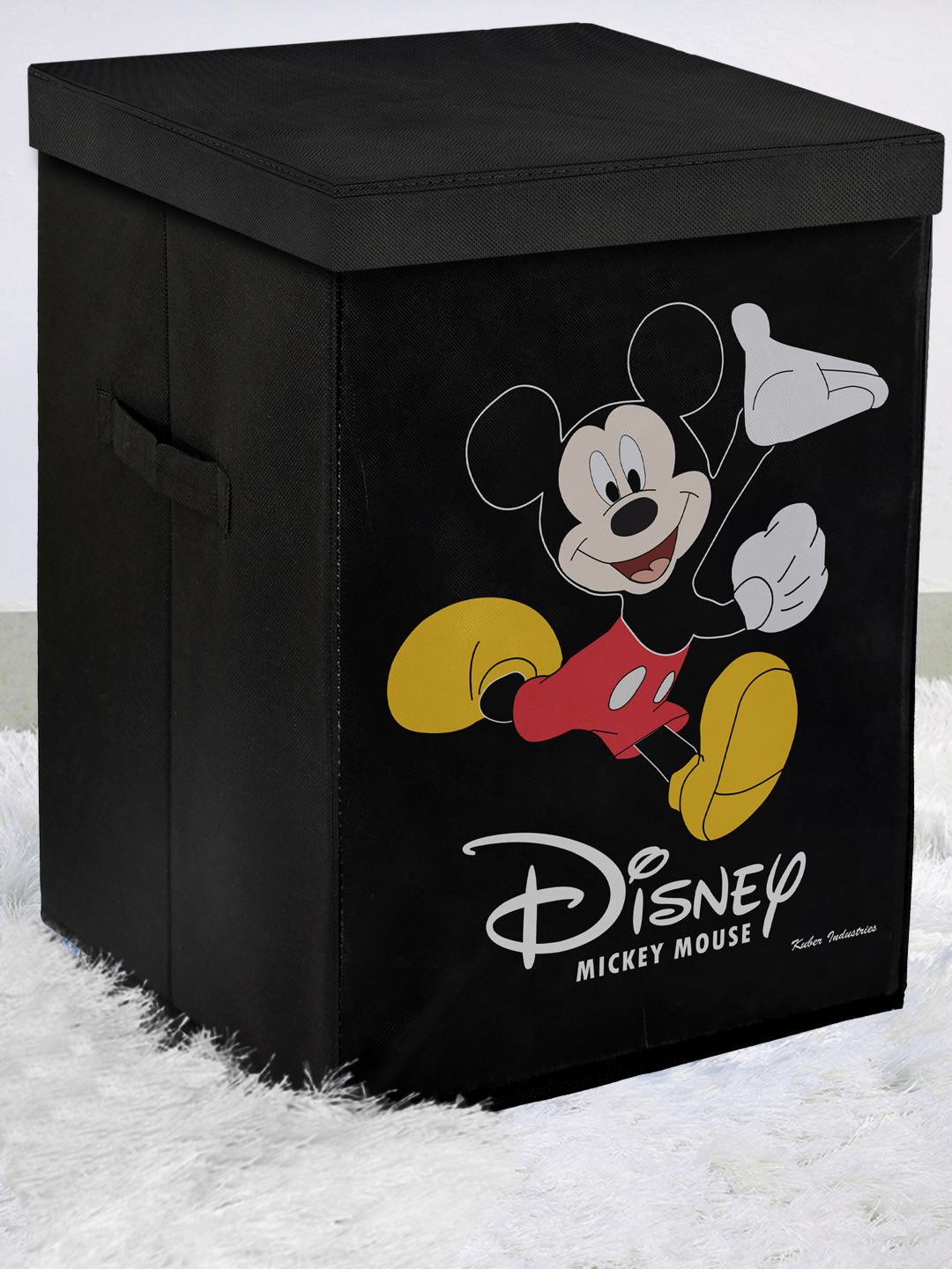 

Kuber Industries Black Printed Disney Minnie Foldable Cloth Storage Basket