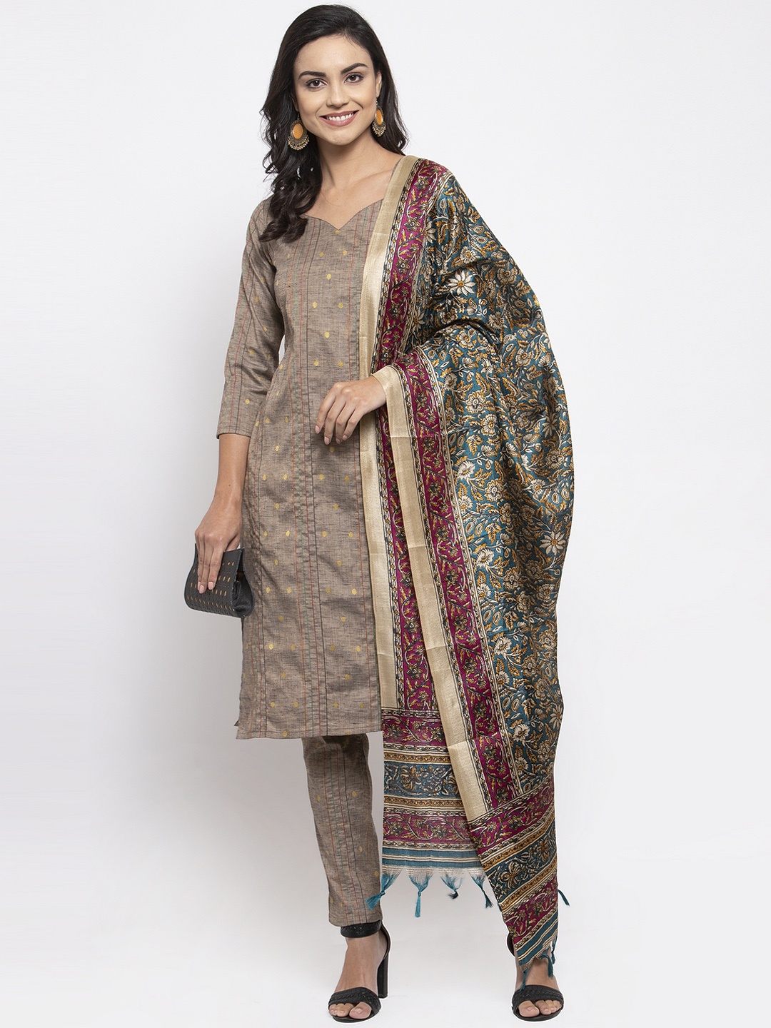 

Jompers Sea Green & Pink Printed Dupatta