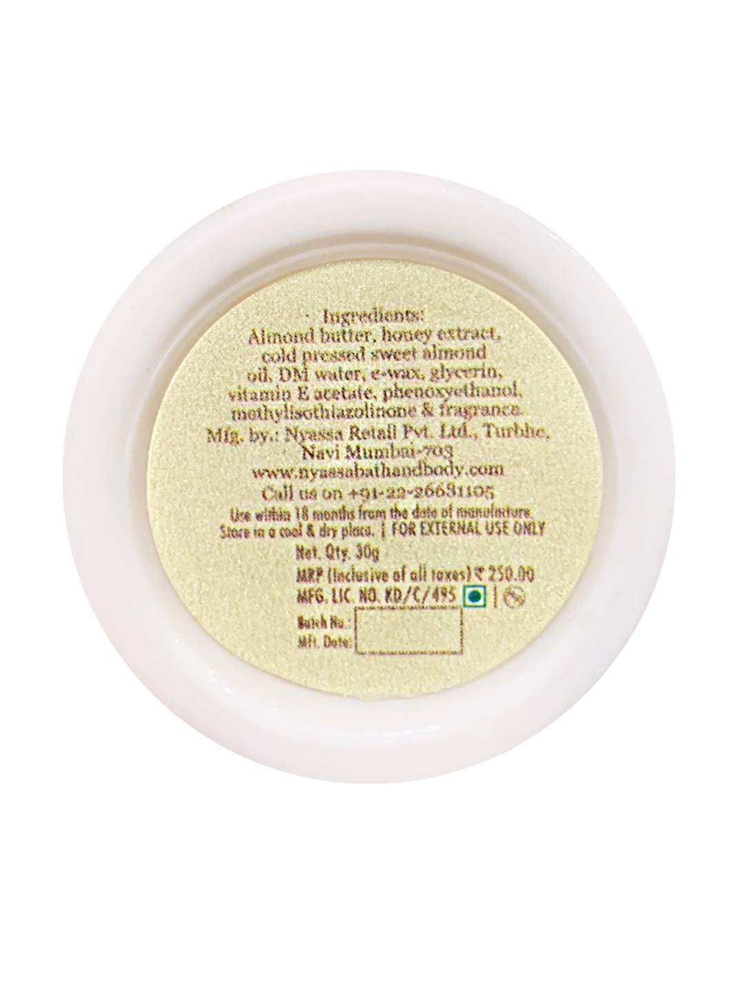 Nyassa Unisex Almond Body Butter 30 gm, White