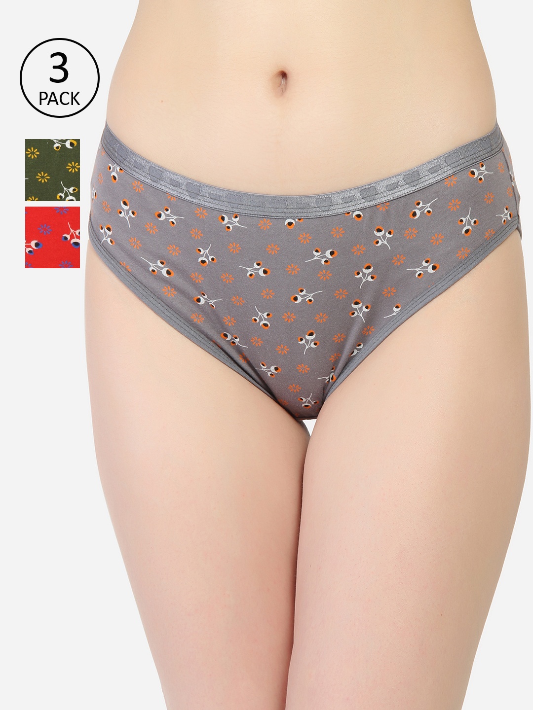 

Innocence Women Pack of 3 Assorted Hipster Briefs BBAPLIN90129_S