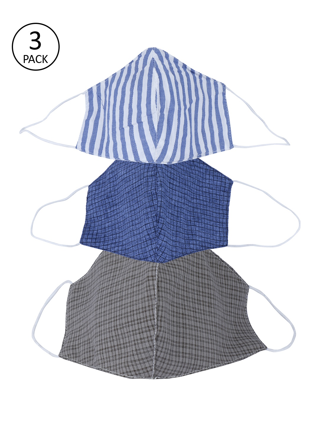 Be Indi Adults Pack of 3 Reusable 3-Layer Outdoor Mask, Assorted