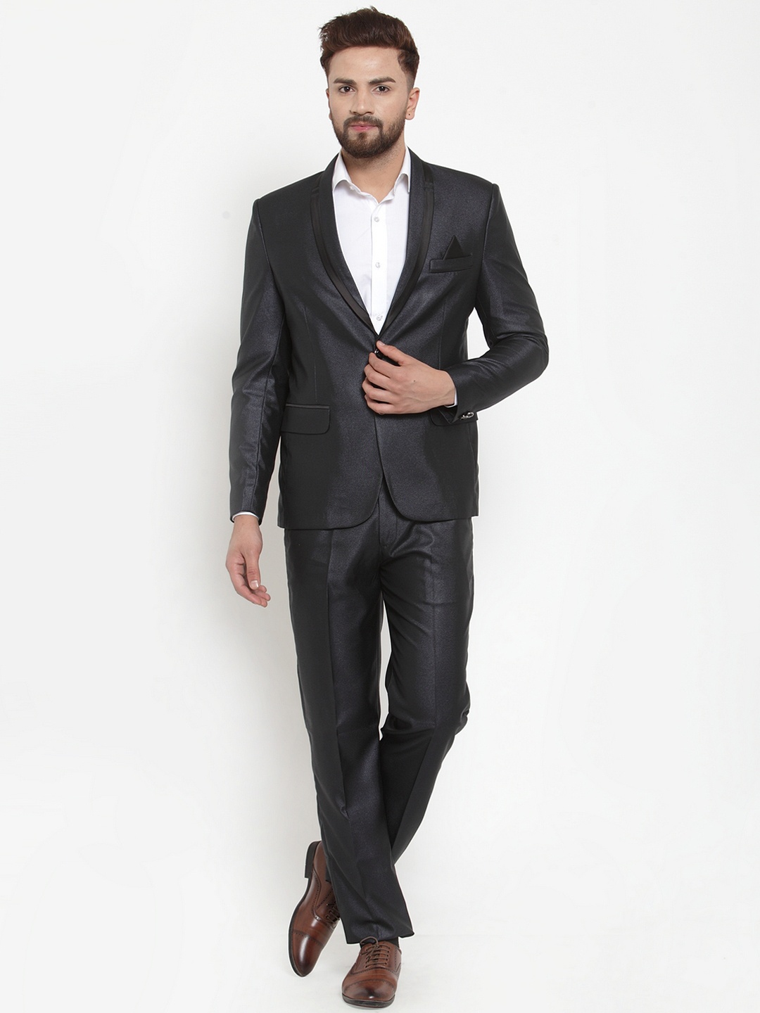 

KLOTTHE Men Black Solid Slim-Fit Tuxedo Party Suit