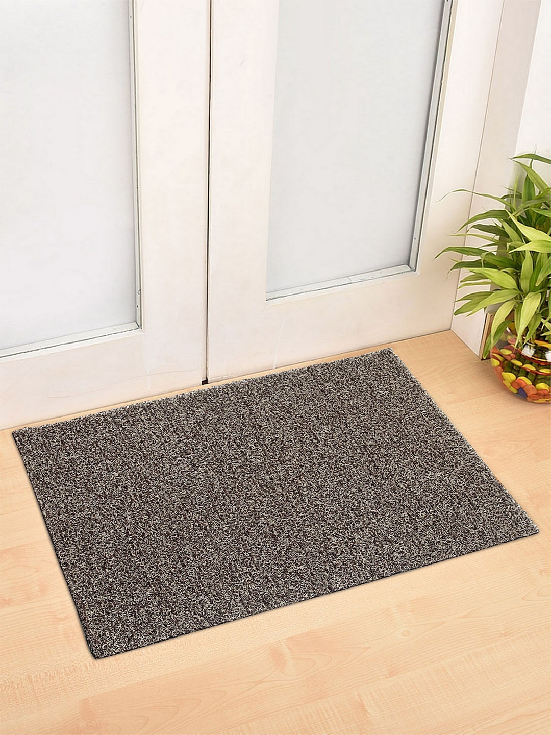 

HOSTA HOMES Brown & White Textured King Size Anti-Skid Coir Doormat