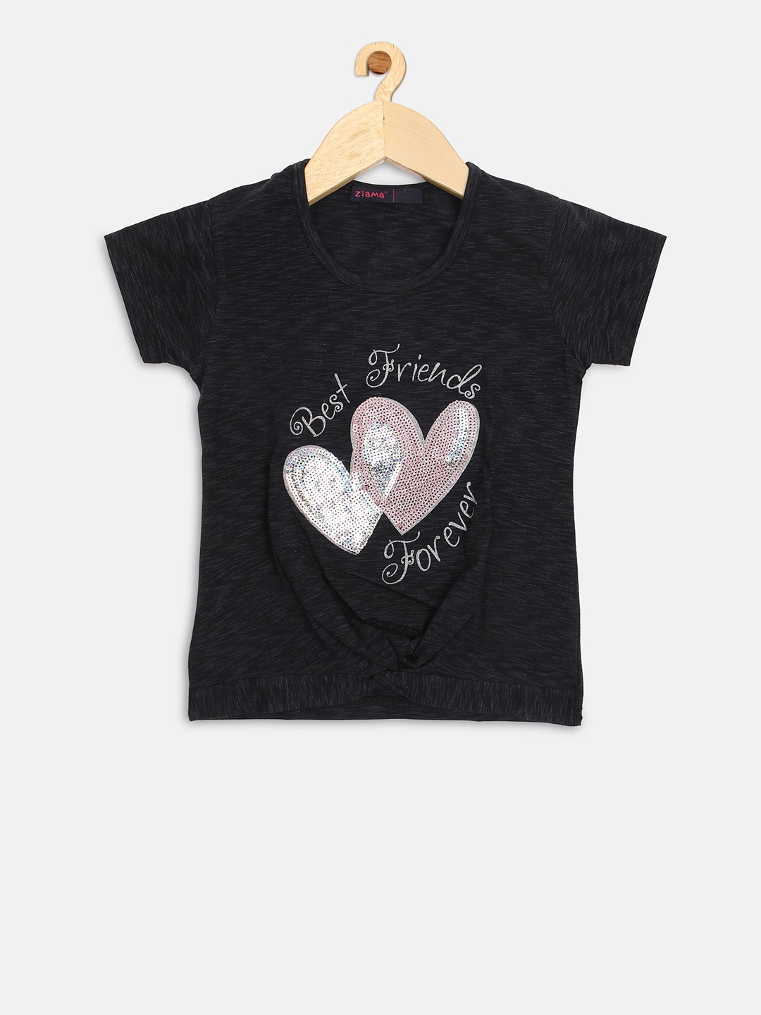 

Ziama Girls Black Sequinned Conversational Top