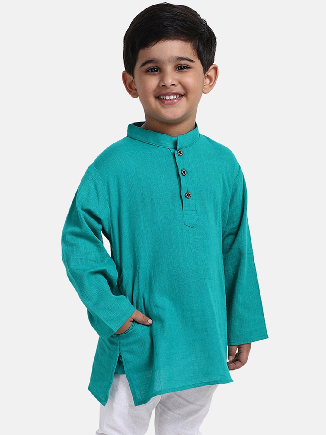 

BownBee Boys Green Solid Straight Kurta
