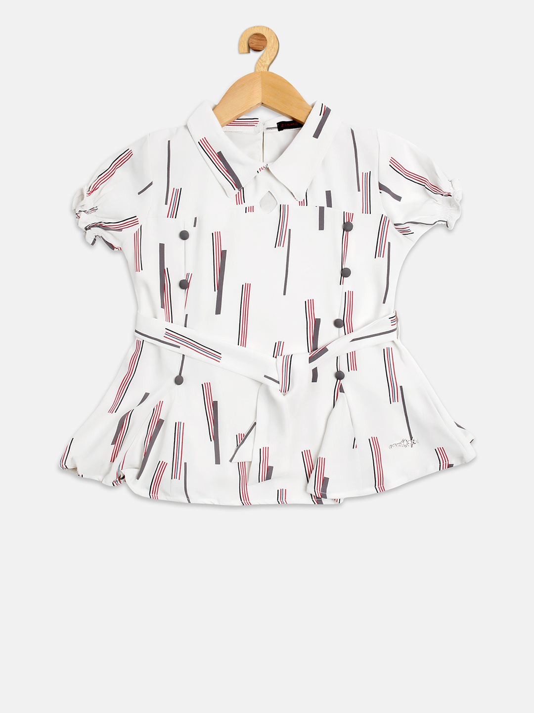 

Ziama Girls White Printed A-Line Top