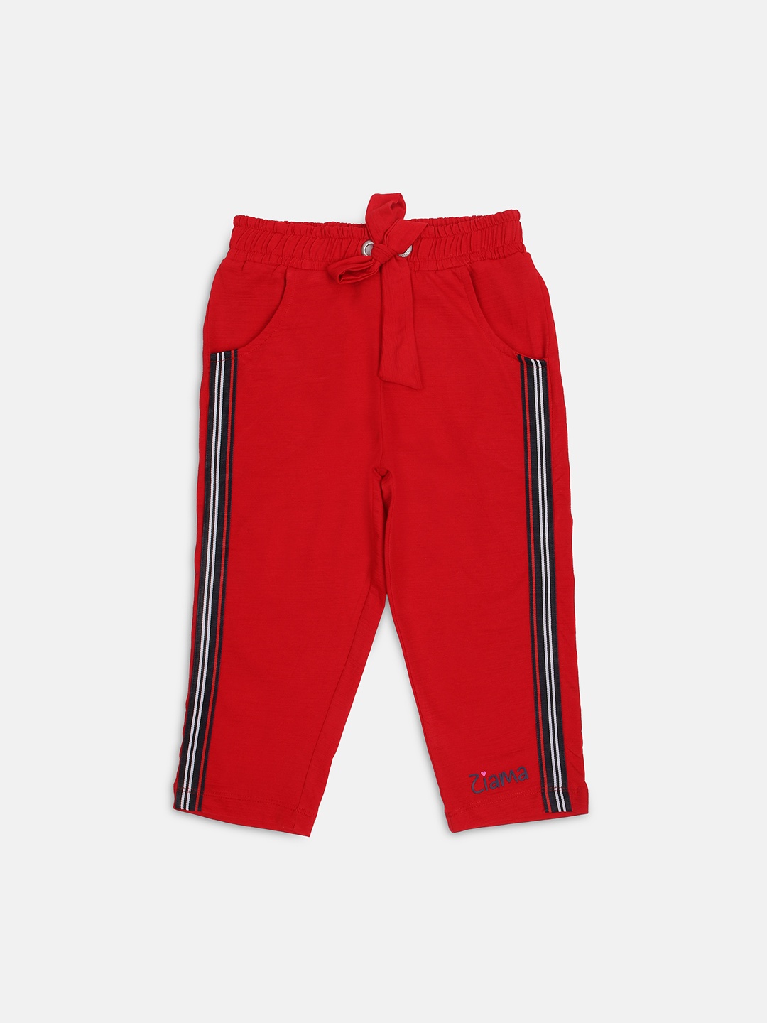 

Ziama Girls Red Solid Regular Fit Capris