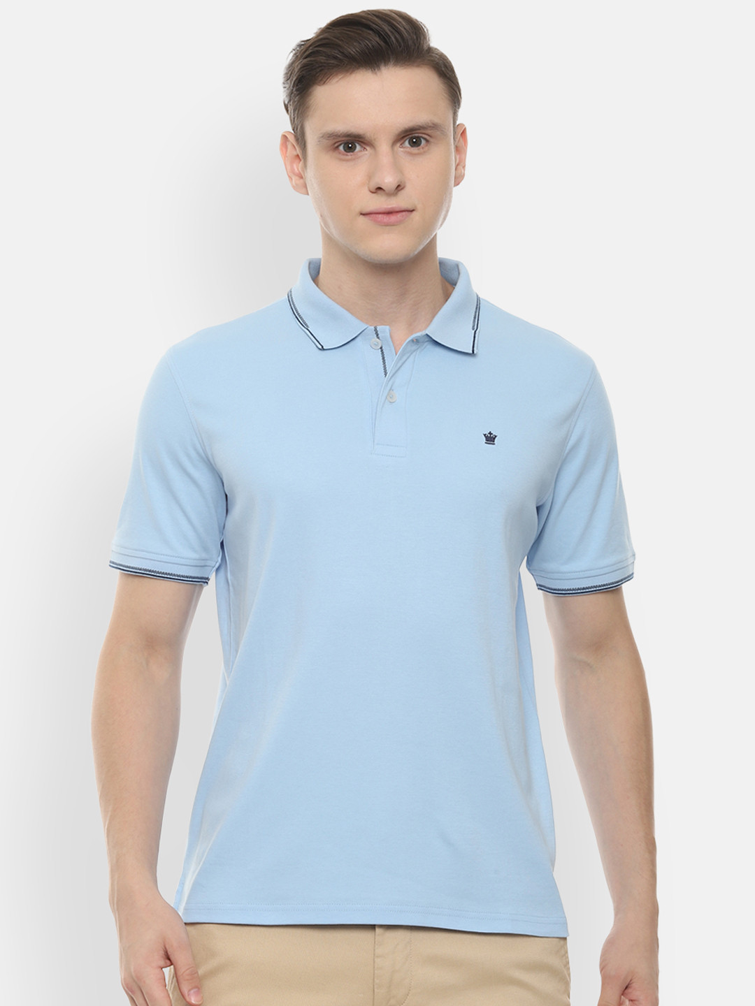 

Louis Philippe Men Blue Solid Polo Collar T-shirt