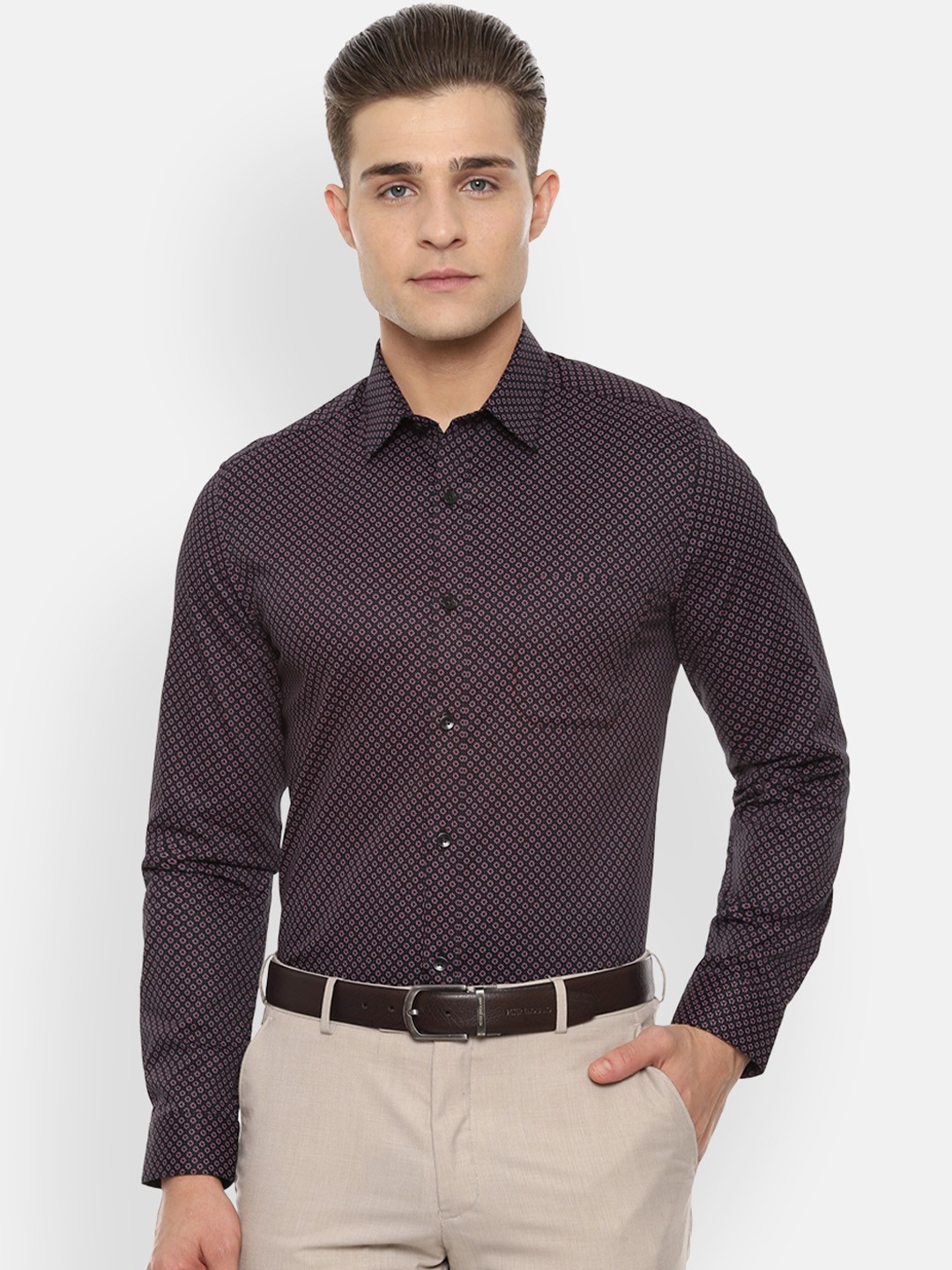 

Louis Philippe Men Navy Blue Slim Fit Printed Formal Shirt