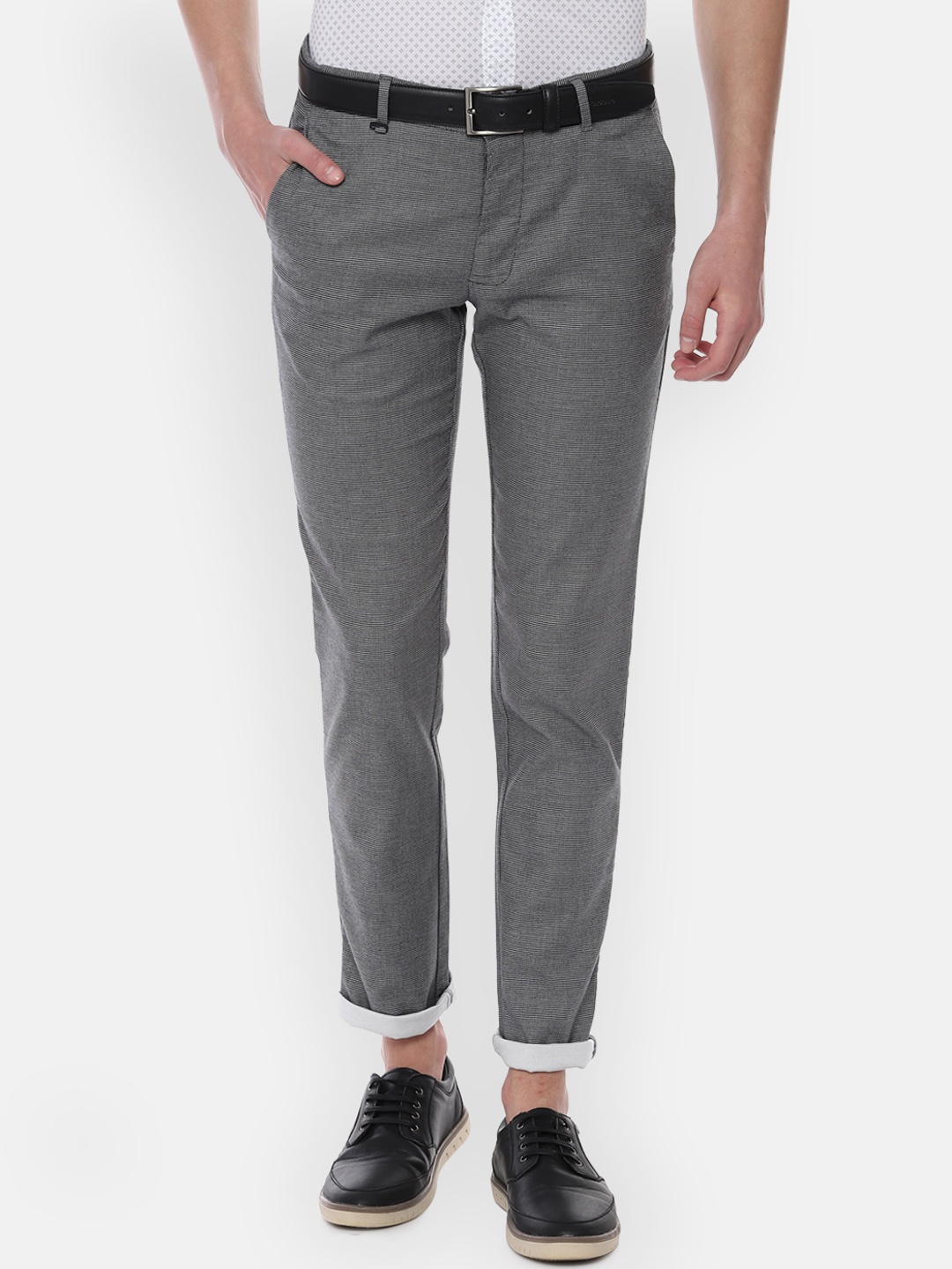 

Louis Philippe Sport Men Grey Slim Fit Self Design Regular Trousers