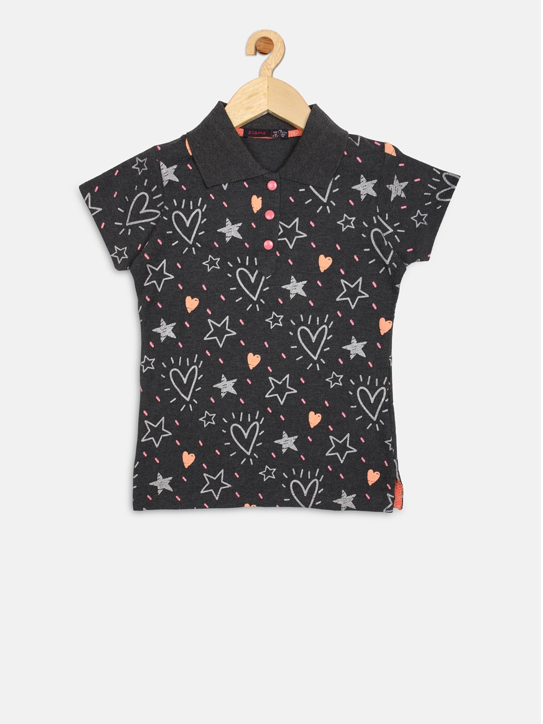 

Ziama Girls Grey Printed Top