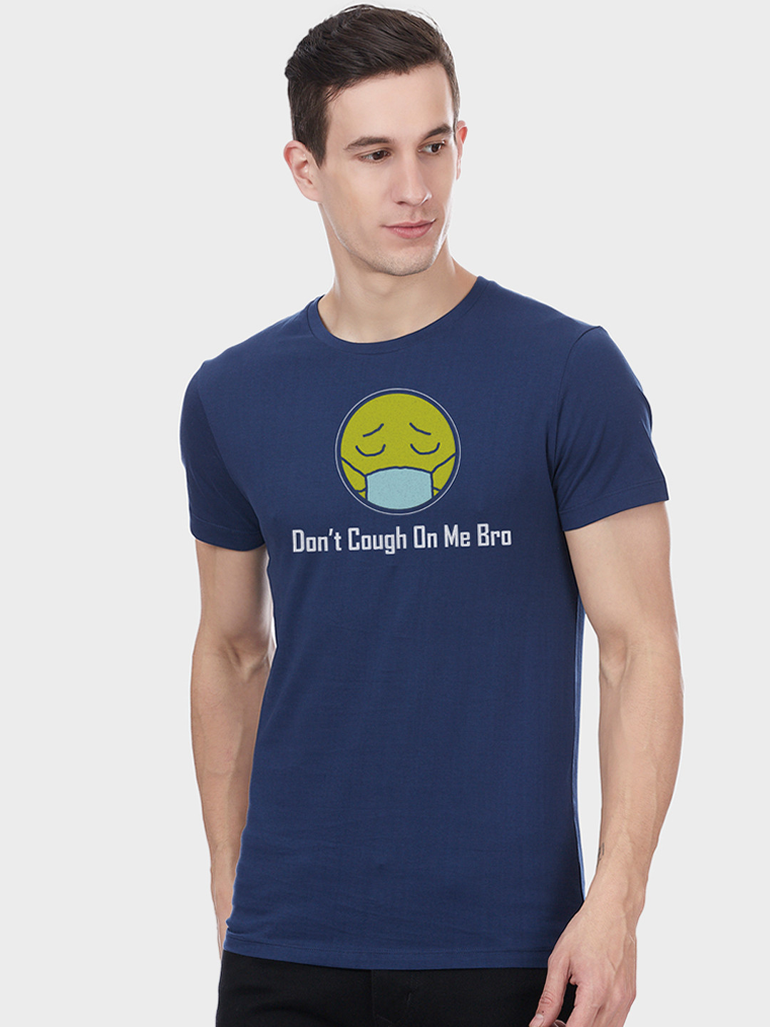 

Free Authority Men Blue Printed Round Neck T-shirt