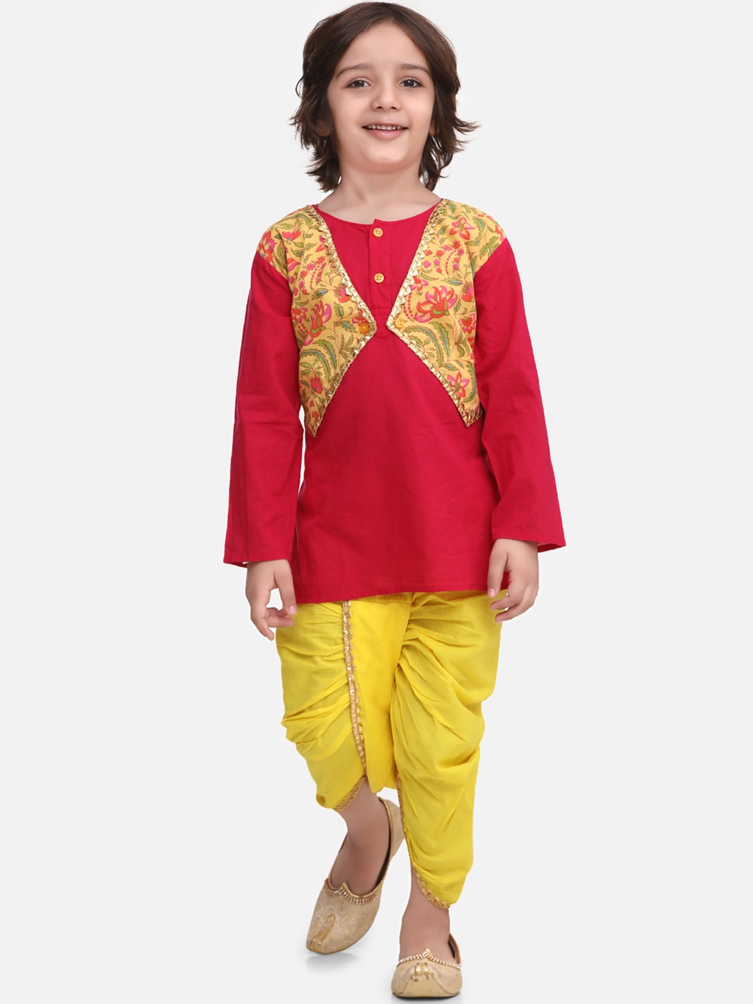 

BownBee Boys Red & Yellow Printed Kurta with Dhoti Pants