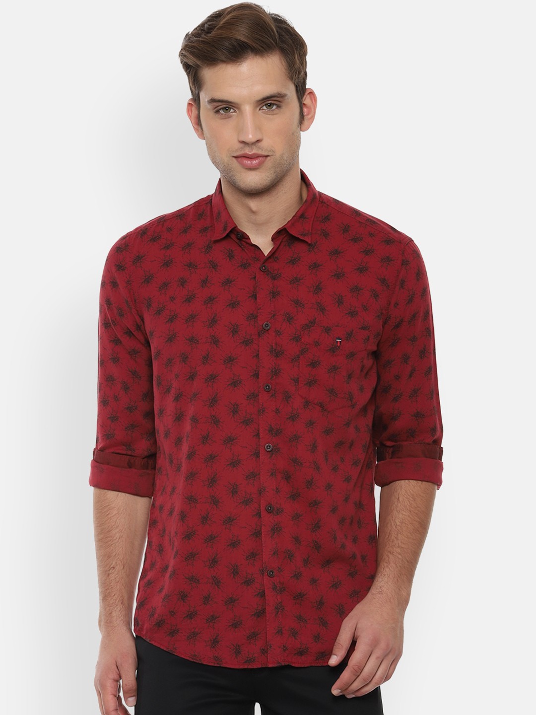 

Louis Philippe Sport Men Maroon Slim Fit Printed Casual Shirt
