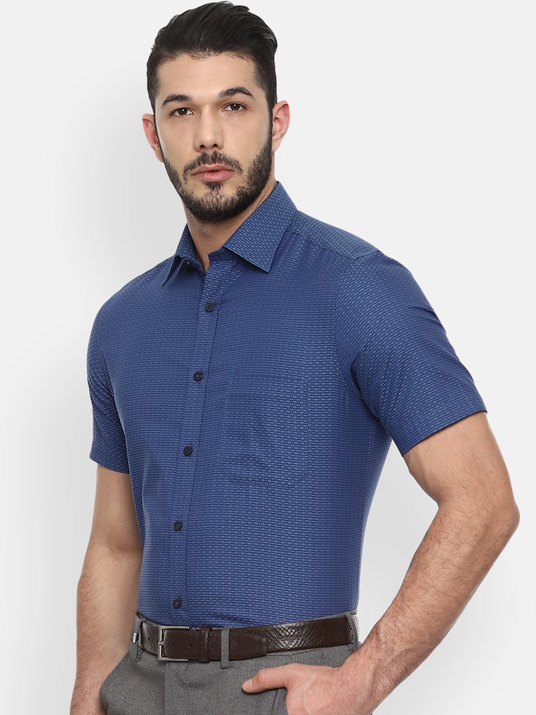 

Louis Philippe Men Blue Classic Regular Fit Self Design Formal Shirt