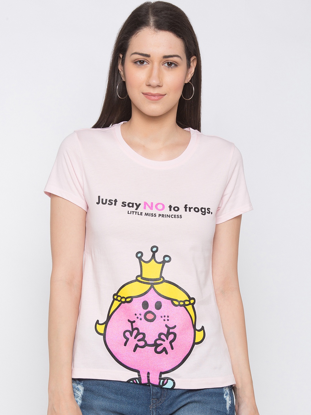 Globus Women Pink & Yellow Printed Round Neck T-shirt