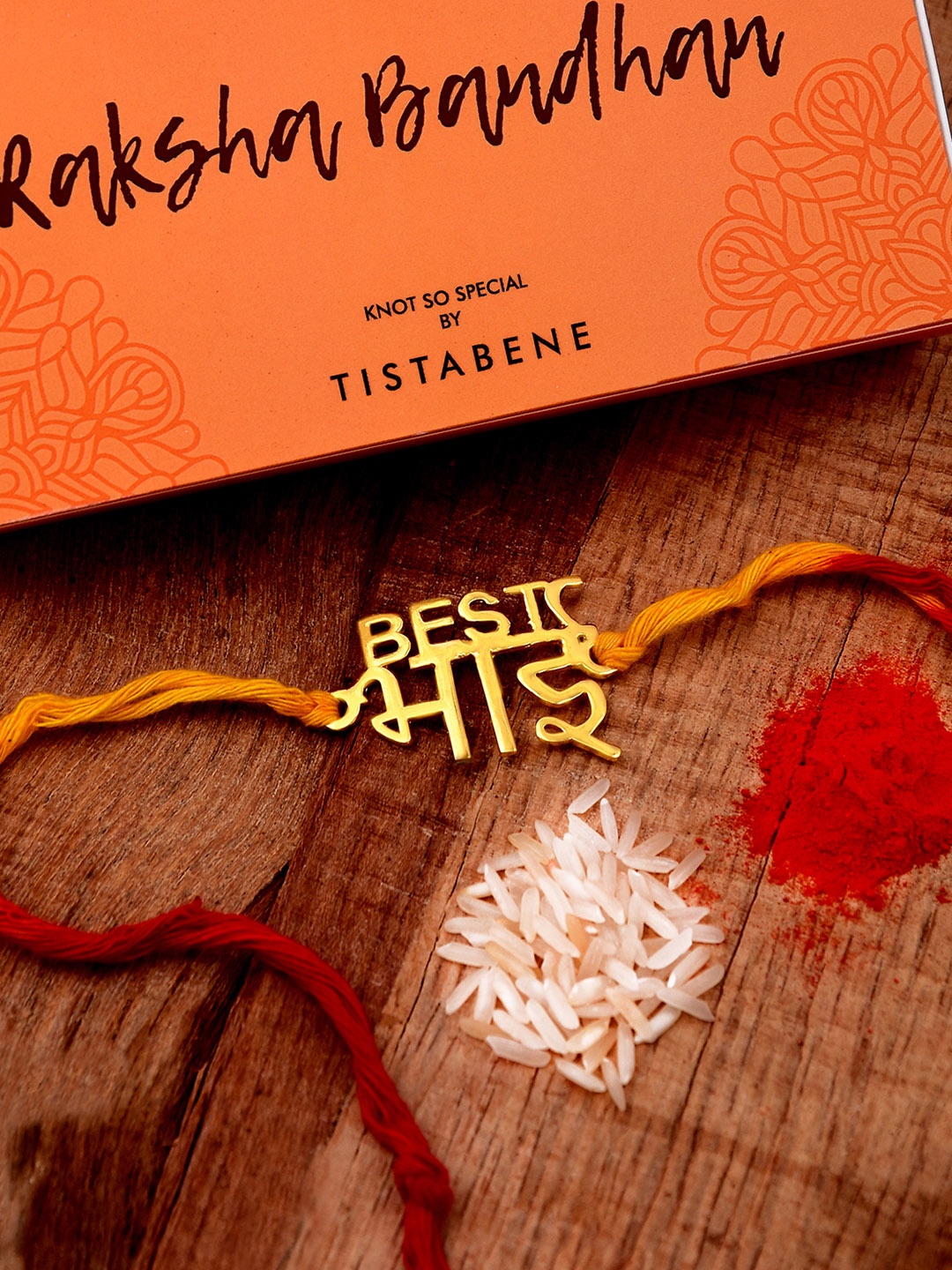 Tistabene Men Gold-Plated Best Bhai Hindi English Design Name Rakhi