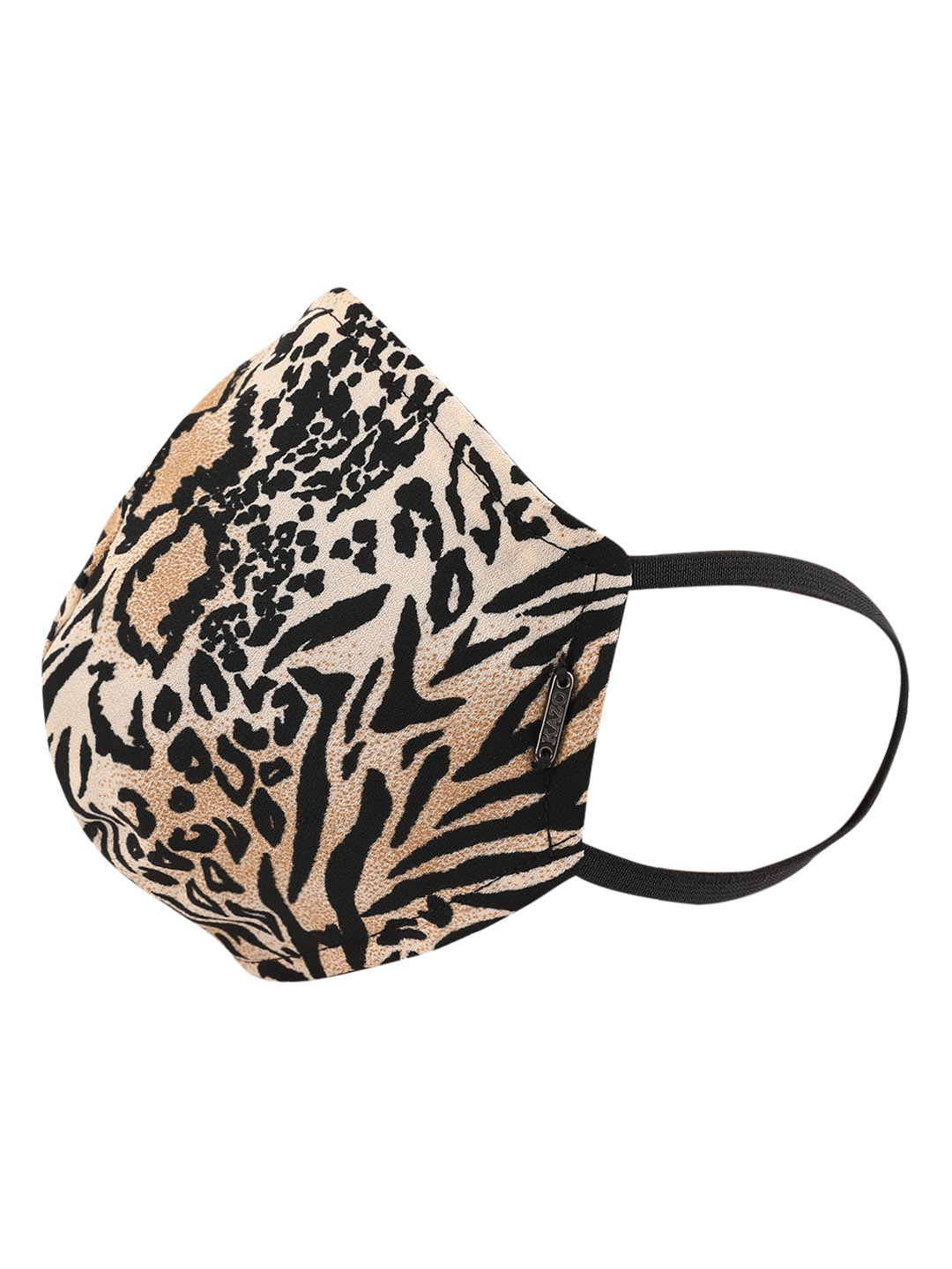

Kazo Unisex Beige & Black 3-Ply Animal Printed Reusable Single Mask