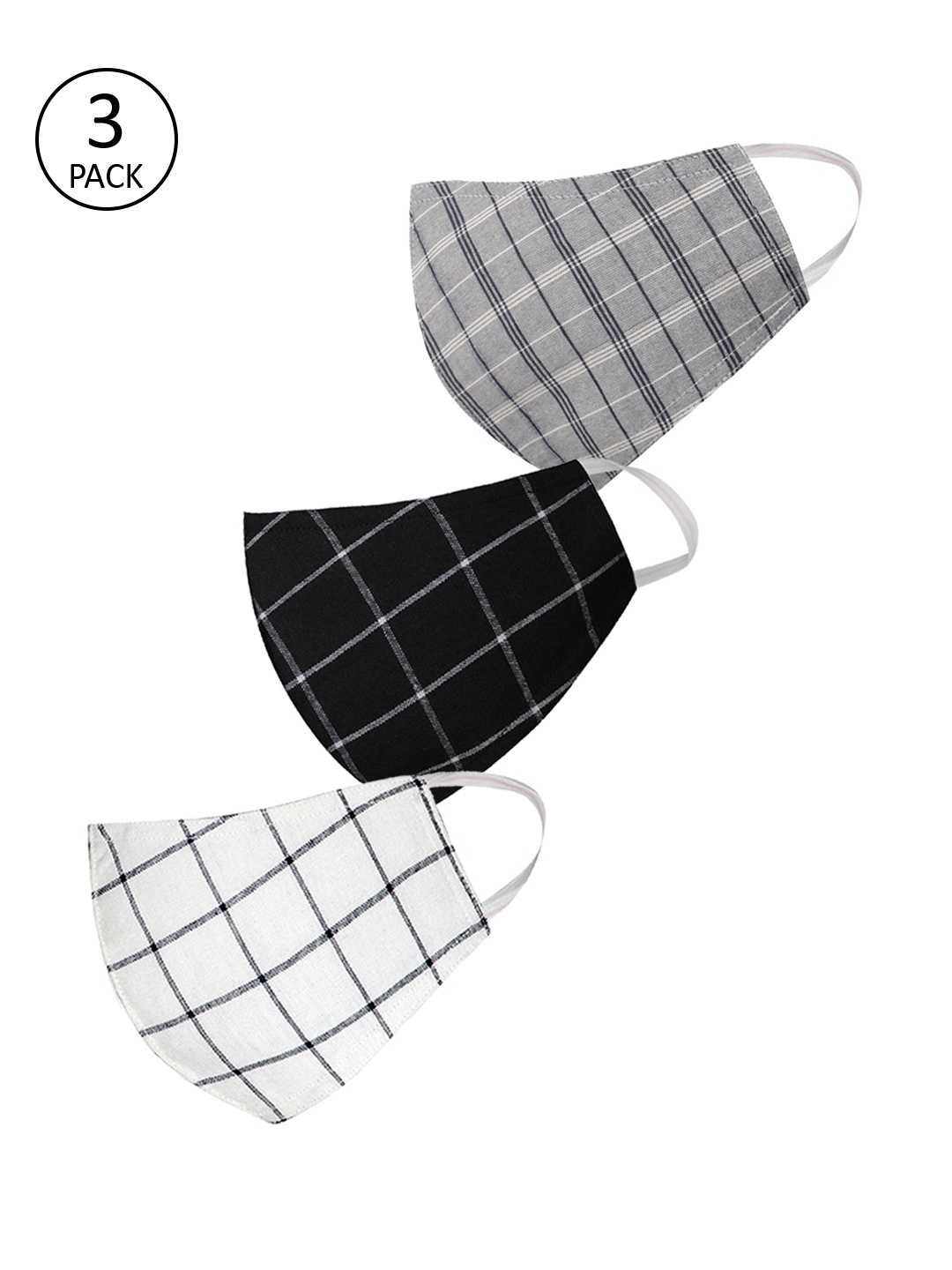 

VASTRAMAY Unisex 3 Pcs Printed 3-Ply Anti-Pollution Reusable Cloth Masks, White