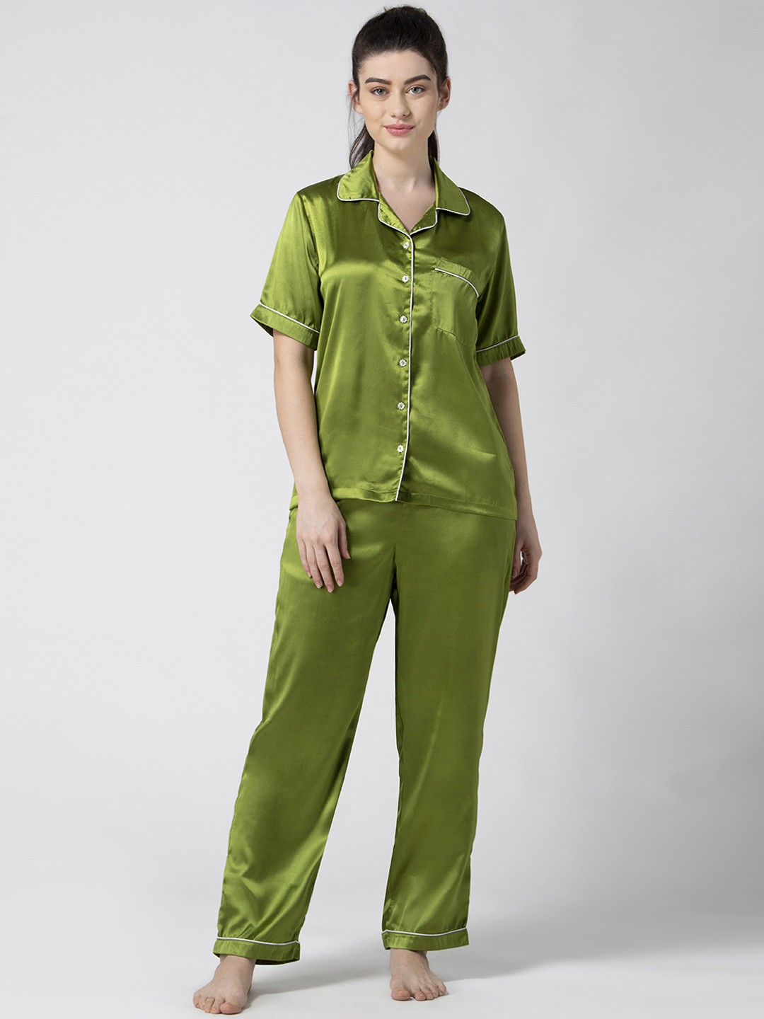 

ADORENITE Women Green Night suit