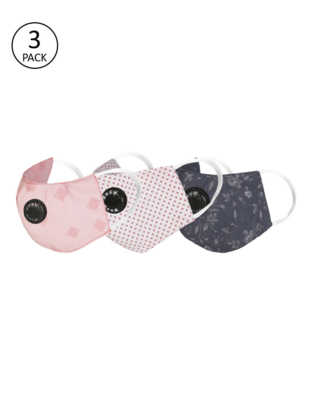 

Balista Unisex Pack of 3 Pcs Assorted Reusable 4-Ply Protective Outdoor Masks With Valve, Navy blue