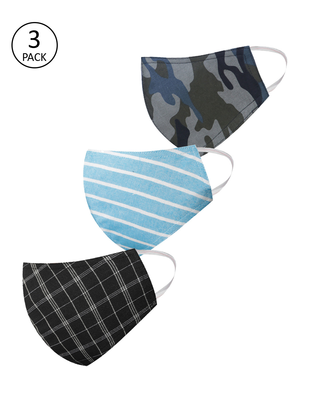 

VASTRAMAY Unisex 3 Pcs 3-Ply Reusable Cloth Masks, Olive