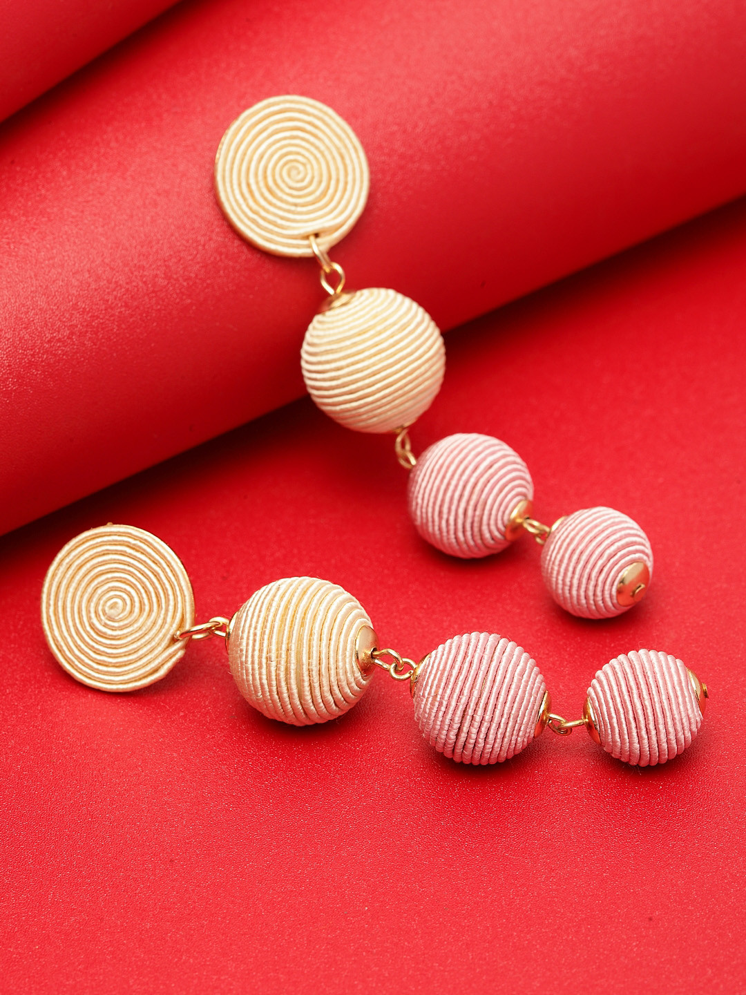 

Madame Pink & Beige Contemporary Drop Earrings