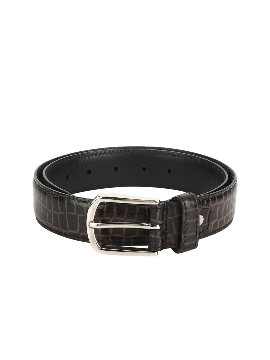 

Aditi Wasan Men Black & Brown Textured Leather Belt