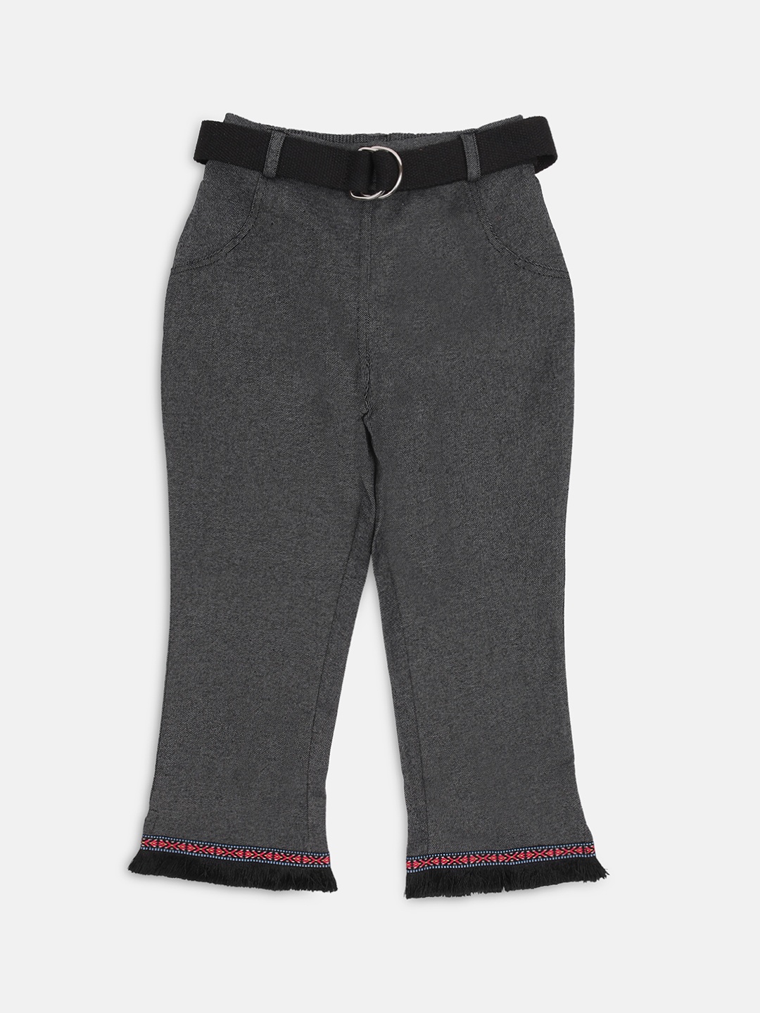 

Ziama Girls Grey Solid Regular Fit Capris