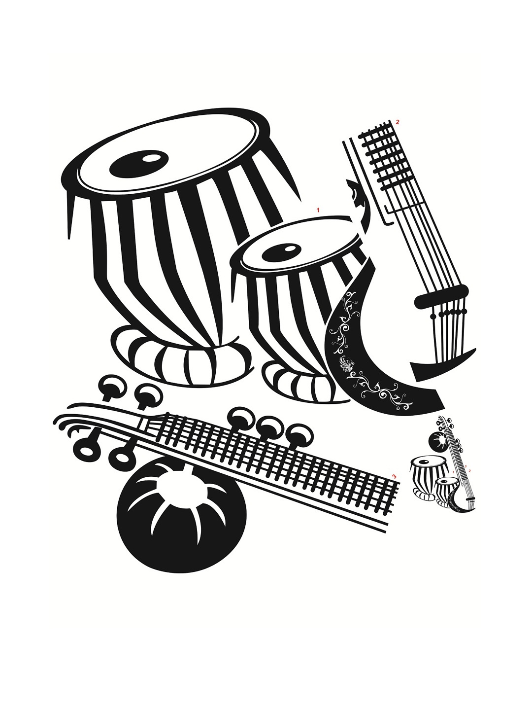 

WALLSTICK Black Musical Instruments Large Vinyl Wall Sticker