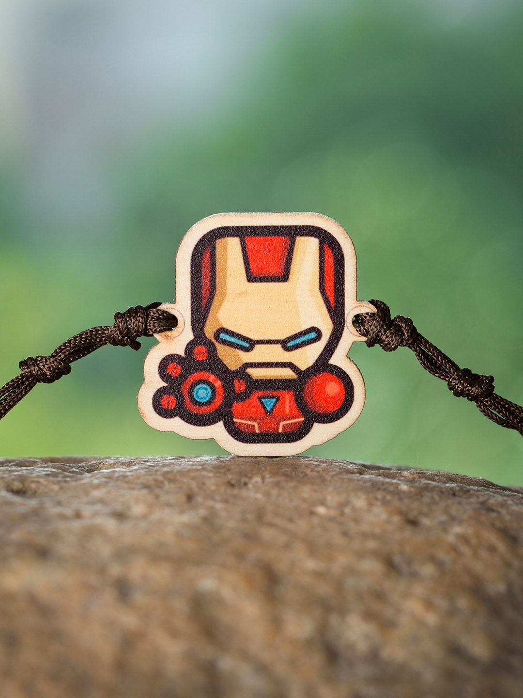 

Bigsmall Boys Red & Beige Metal Brass-Plated Iron Man Rakhi