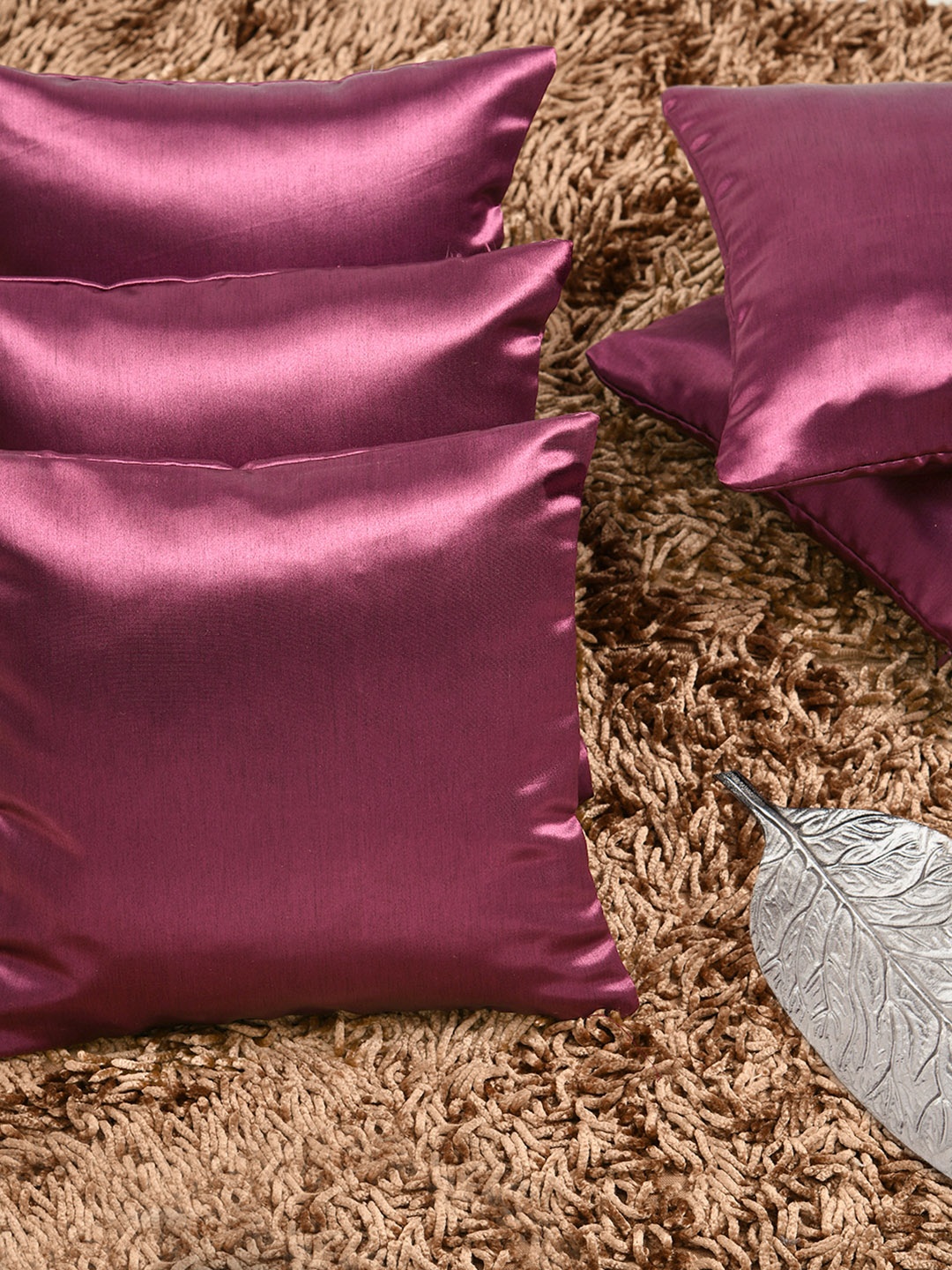 HOUZZCODE Purple Set of 5 Solid Square Cushion Covers