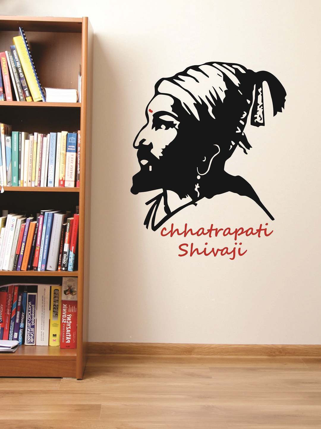 WALLSTICK Black & Red Chhatrapati Shivaji Large Vinyl Wall Sticker
