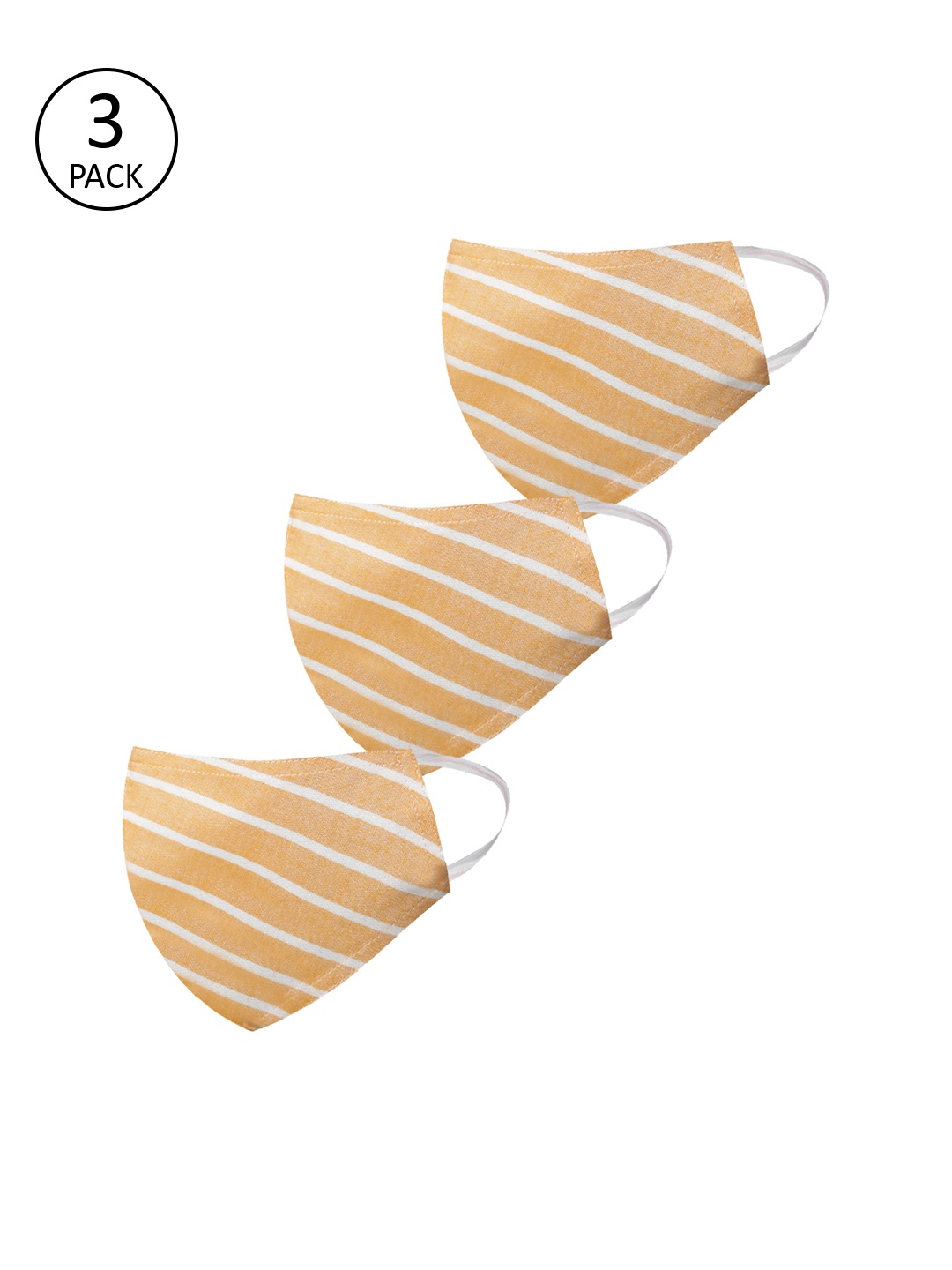 

VASTRAMAY Unisex Pack of 3 Pcs Yellow & White Reusable 3-Ply Protective Outdoor Masks