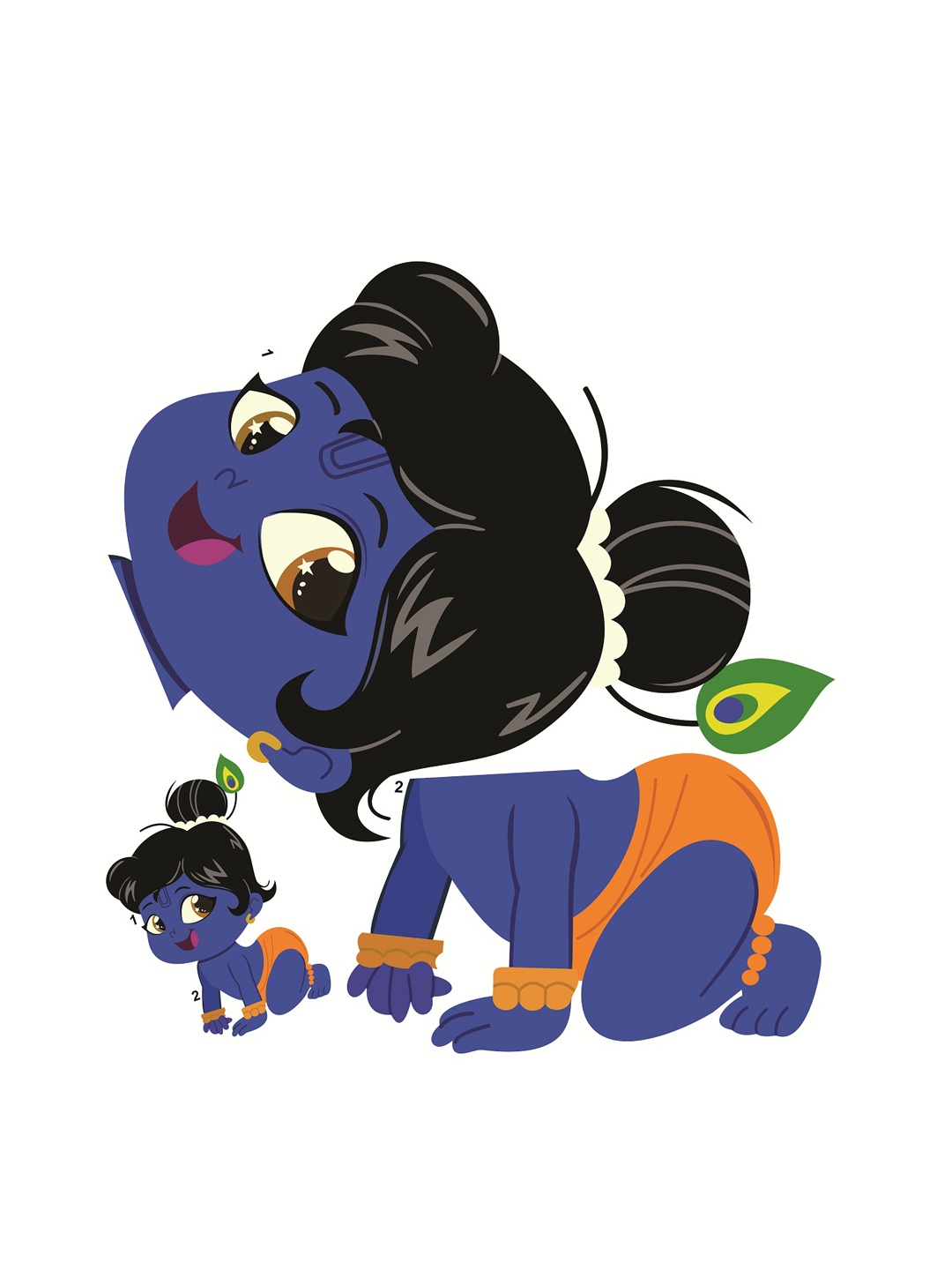 

WALLSTICK Blue & Black Baby Krishna Large Vinyl Wall Sticker
