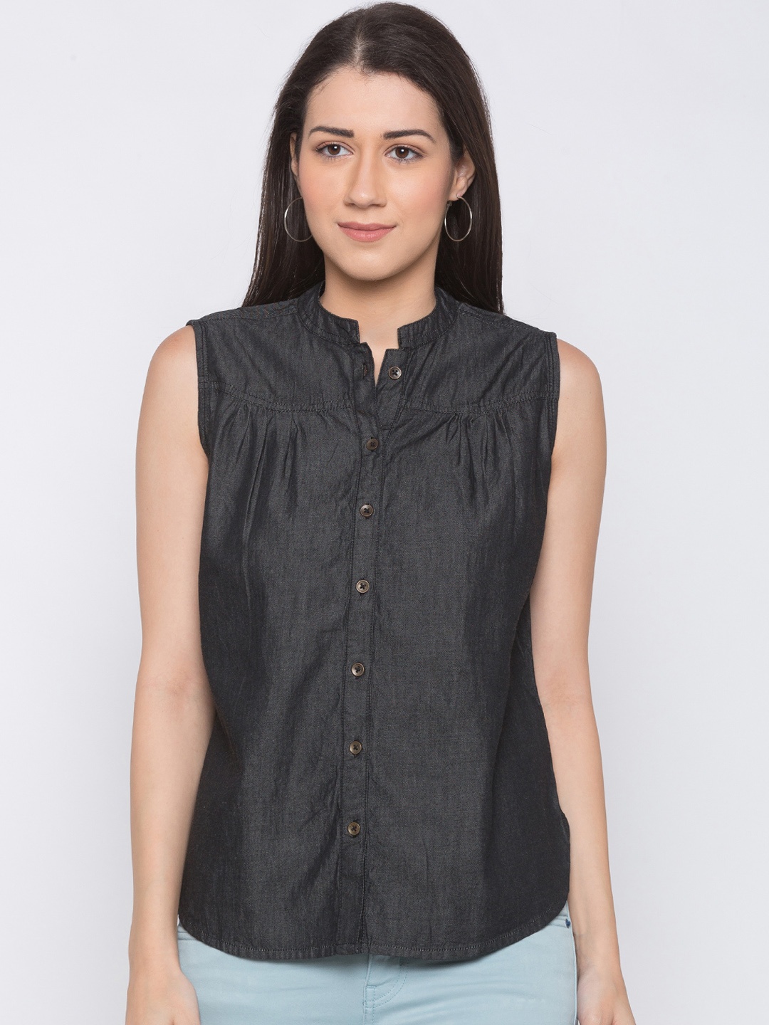 

Globus Women Black Regular Fit Solid Casual Shirt
