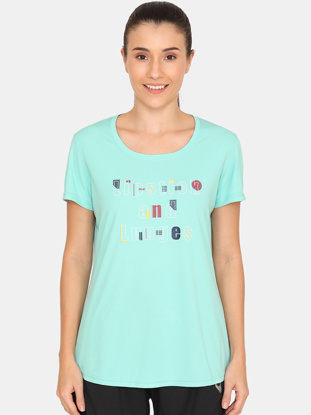 

Zelocity by Zivame Women Green Printed Round Neck T-shirt