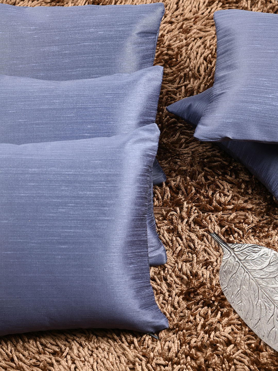 

HOUZZCODE Blue Set of 5 Solid Square Cushion Covers