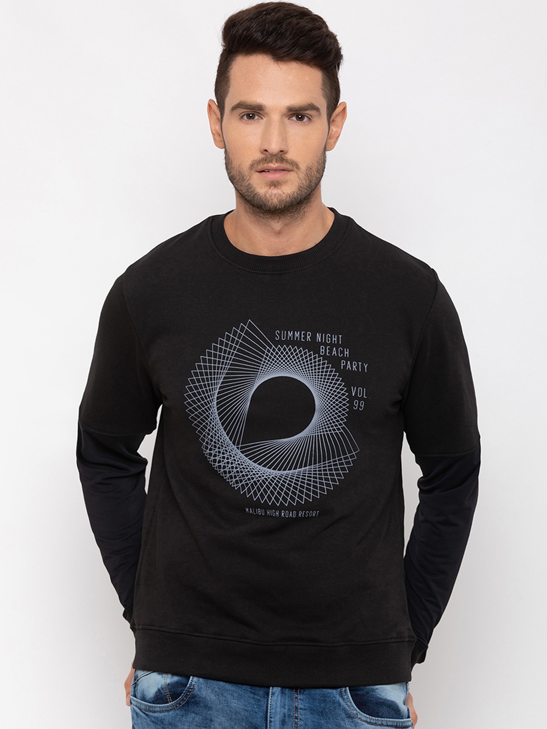 

Globus Men Black & Grey Printed Round Neck T-shirt