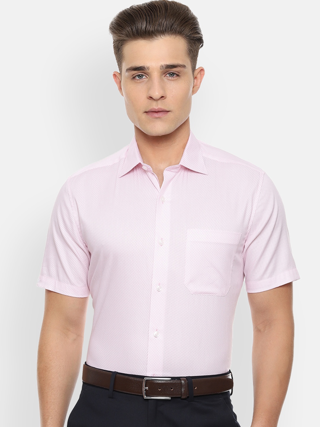 

Louis Philippe Men Pink Classic Regular Fit Printed Formal Shirt