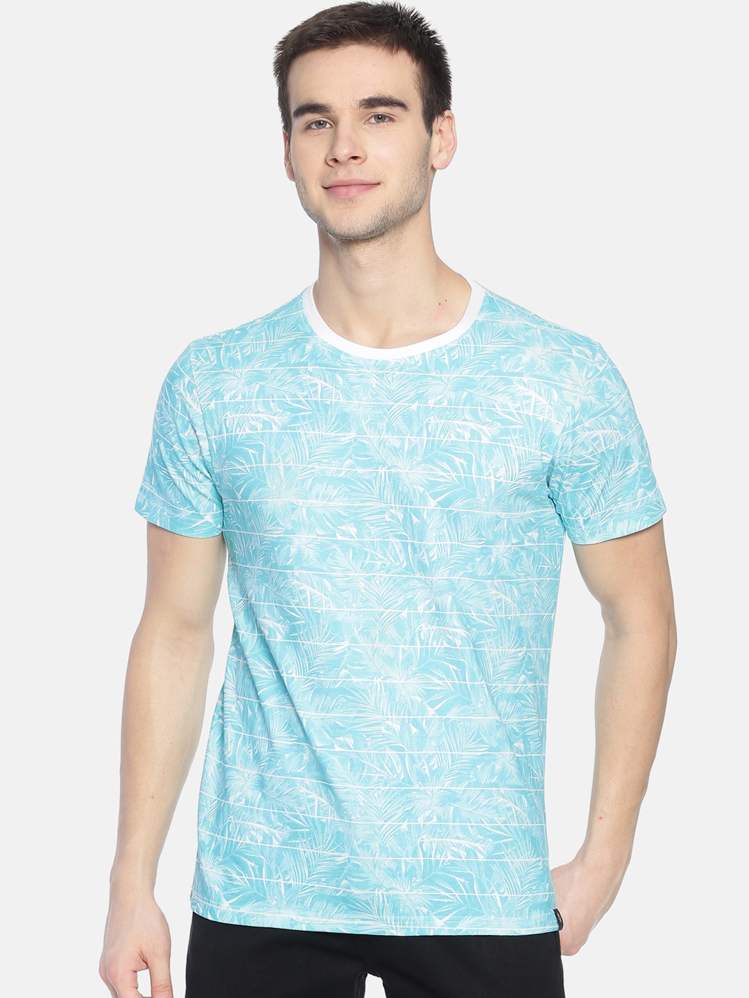 

Steenbok Men White Printed Round Neck Pure Cotton T-shirt