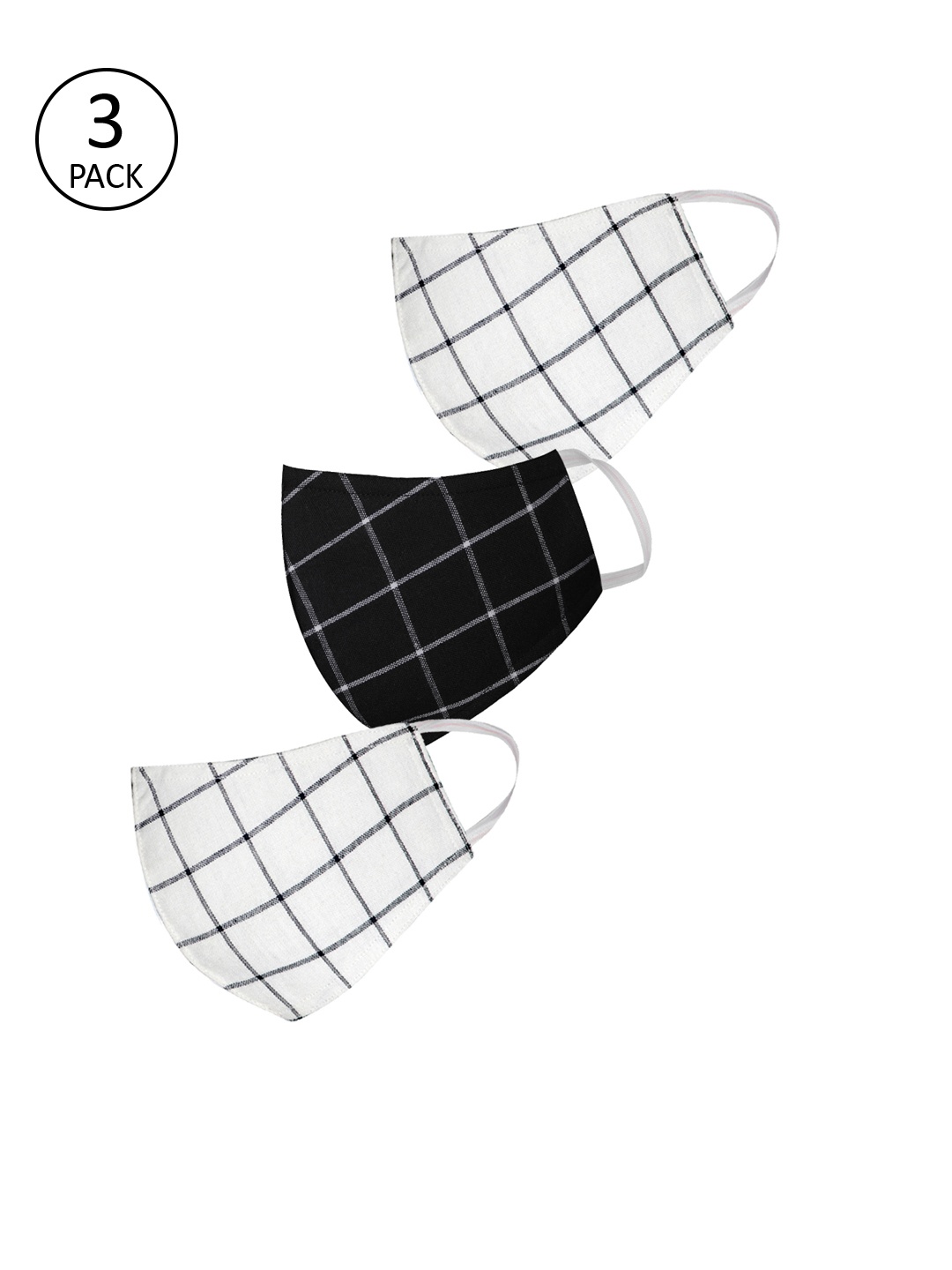 

VASTRAMAY Unisex Pack Of 3 2-Ply Reusable Cloth Masks, White