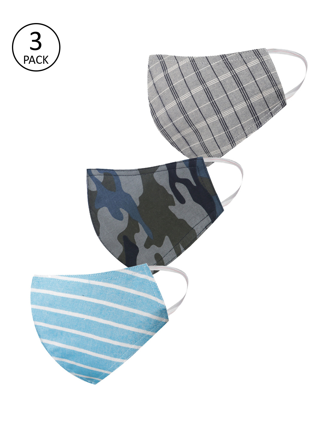 

VASTRAMAY Unisex Pack of 3 Reusable 3-Ply Cloth Mask, Grey