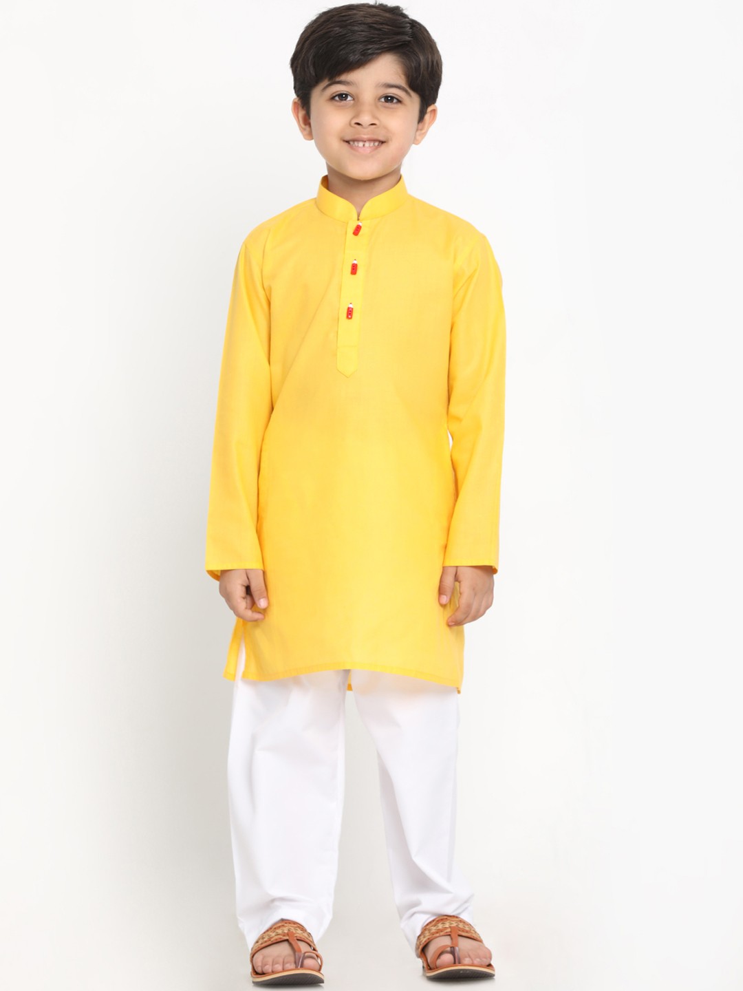 

JBN Creation Boys Yellow & White Solid Kurta with Pyjamas