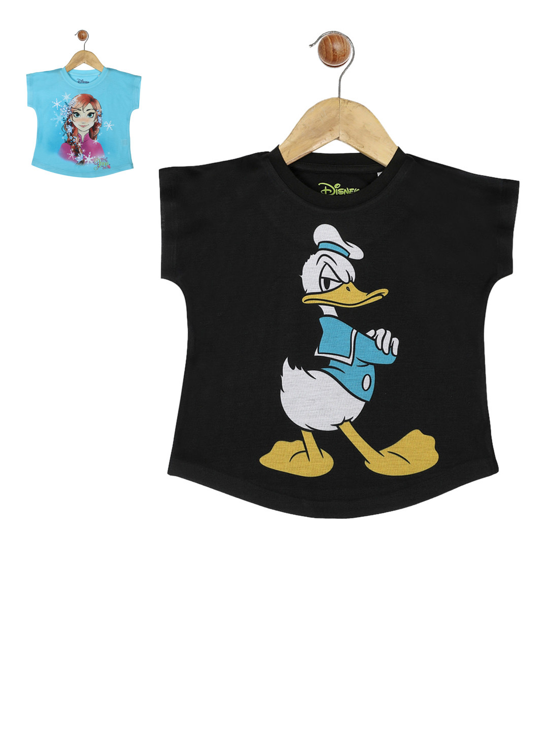 

YK Disney Girls Black Pack Of 2 Disney Printed Top