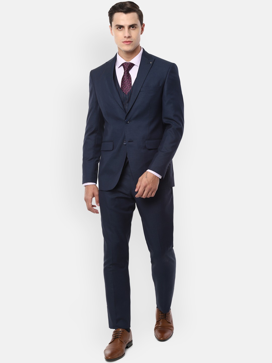 

Louis Philippe Men Navy Blue Solid Slim-Fit Single-Breasted Formal Three-Piece Suit