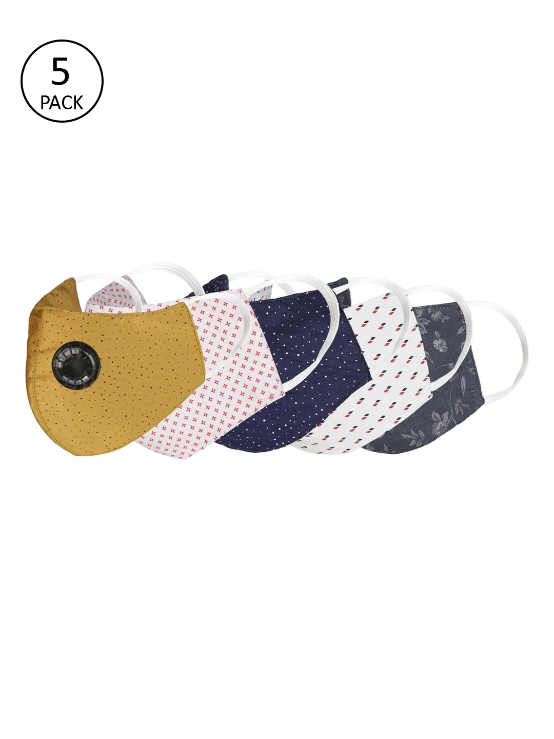 

Balista Unisex 5 Pcs Assorted 4 Ply Washable Reusable Anti Dust Masks with Respirator