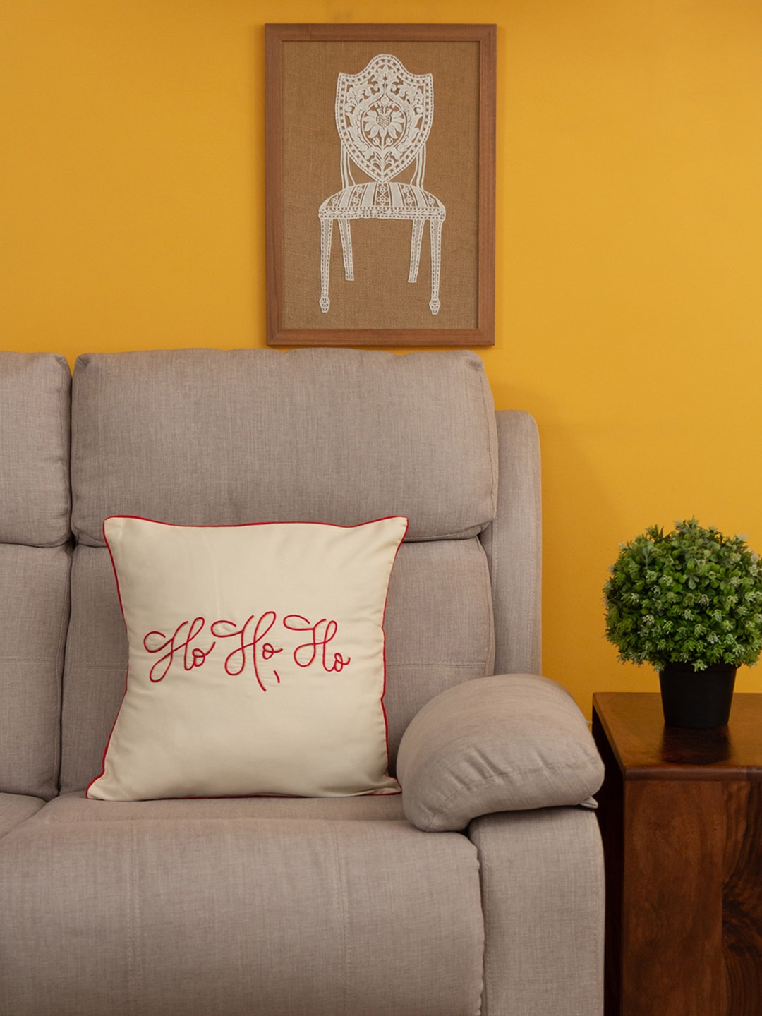 

BandBox Off-White Single Quirky Square Cushion Cover