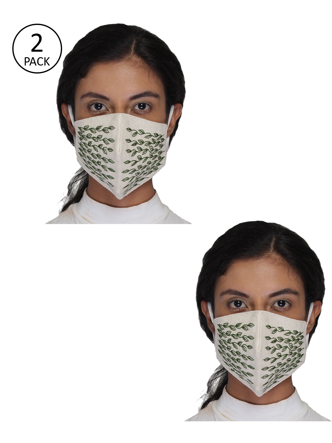

Anekaant Women 2 Pcs Embroidered 3-Ply Anti-Dust Reusable Outdoor Masks, White