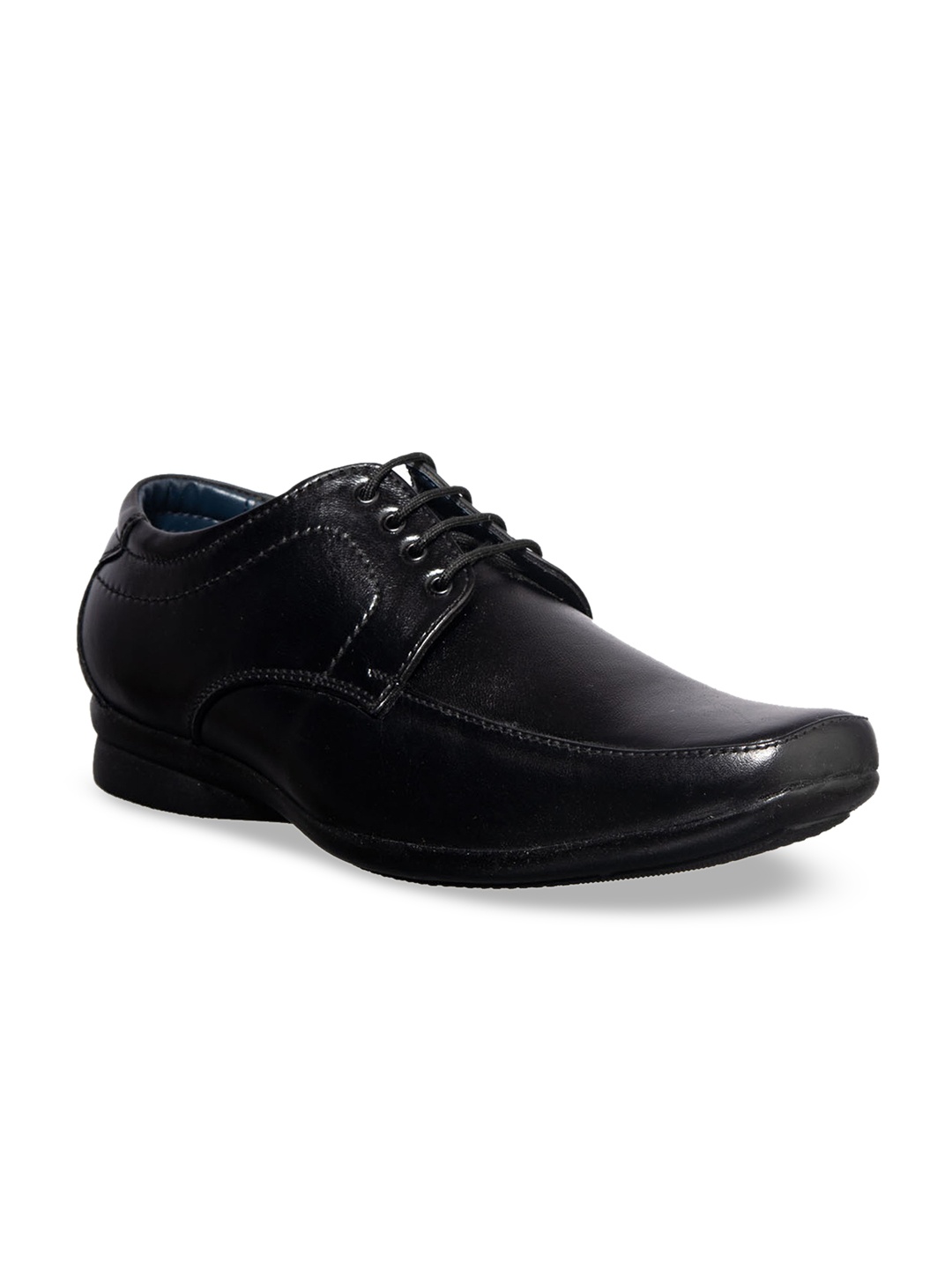 

Khadims Men Black Solid Leather Formal Derbys